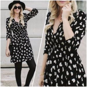 Anthropologie Maeve Banet Black White Heart Dress